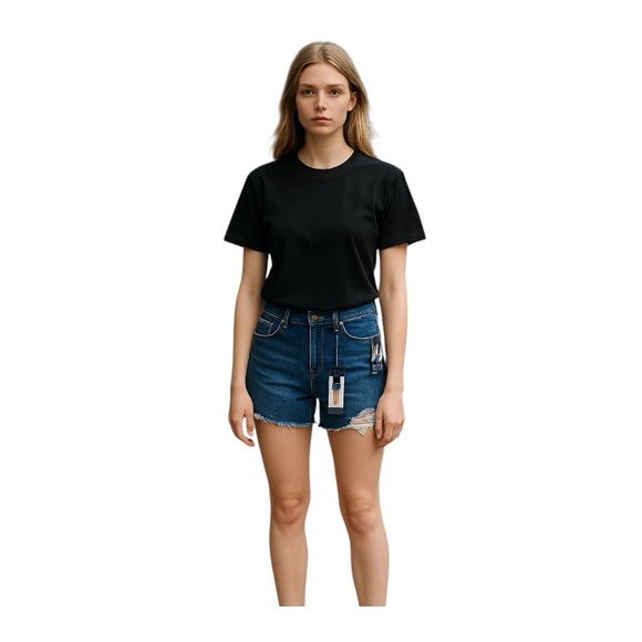 Sofia Jeans Lila Relaxed Mid Rise Shorts With Distressed Hem & Body - Picture 7 of 13